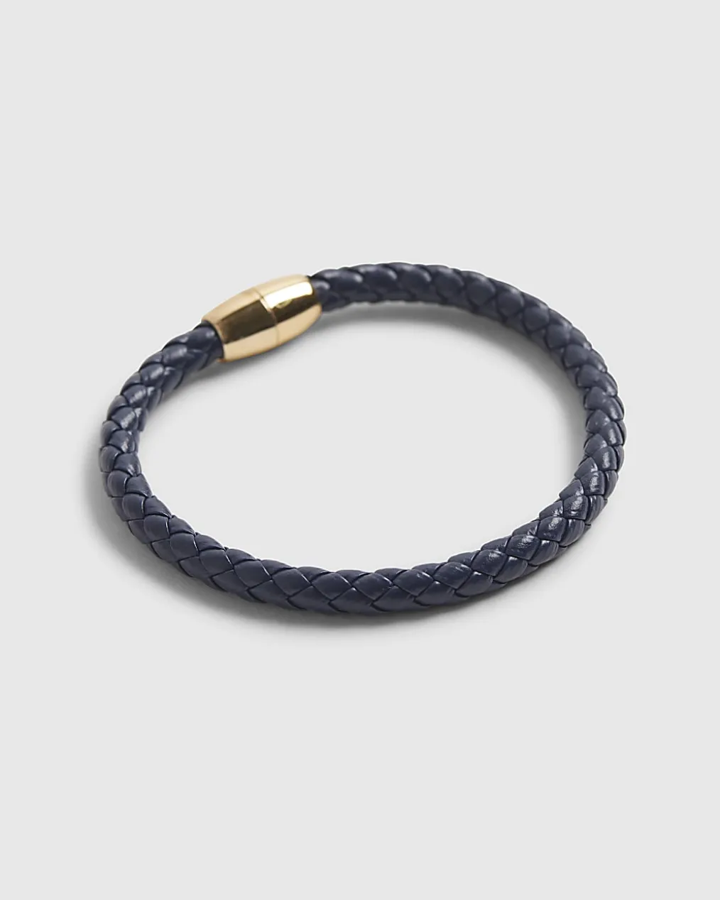 Navy Faux Leather Plaited Bracelet