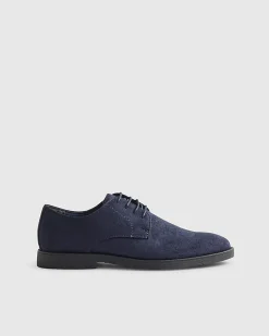 Navy Faux Suede Derby Shoes