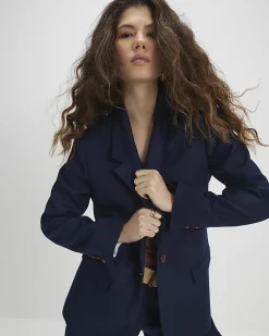 Navy Linen Blend Blazer