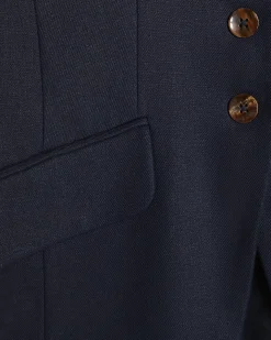 Navy Linen Blend Longline Waistcoat