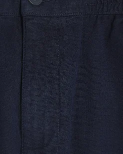 Navy Linen Blend Trousers