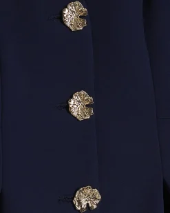 Navy Long Sleeve Pleated Jacket