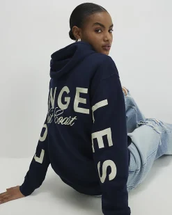 Navy Los Angeles Back Print Hoodie