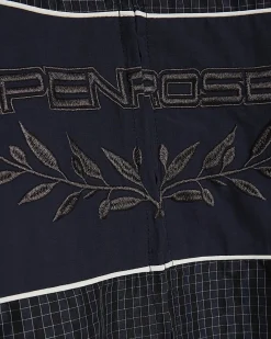 Navy Microcheck Funnel Track Jacket