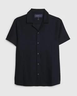 Navy Muscle Fit Stretch Revere Shirt