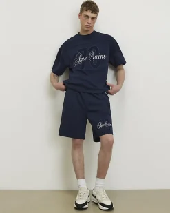 Navy Oversized Cotton 78 Ame Saint T-Shirt