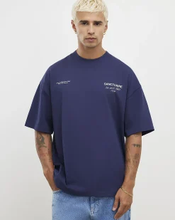 Navy Oversized Cotton Sanctuaire T-Shirt