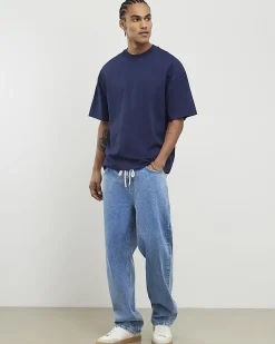 Navy Oversized Fit Crew Neck T- Shirt