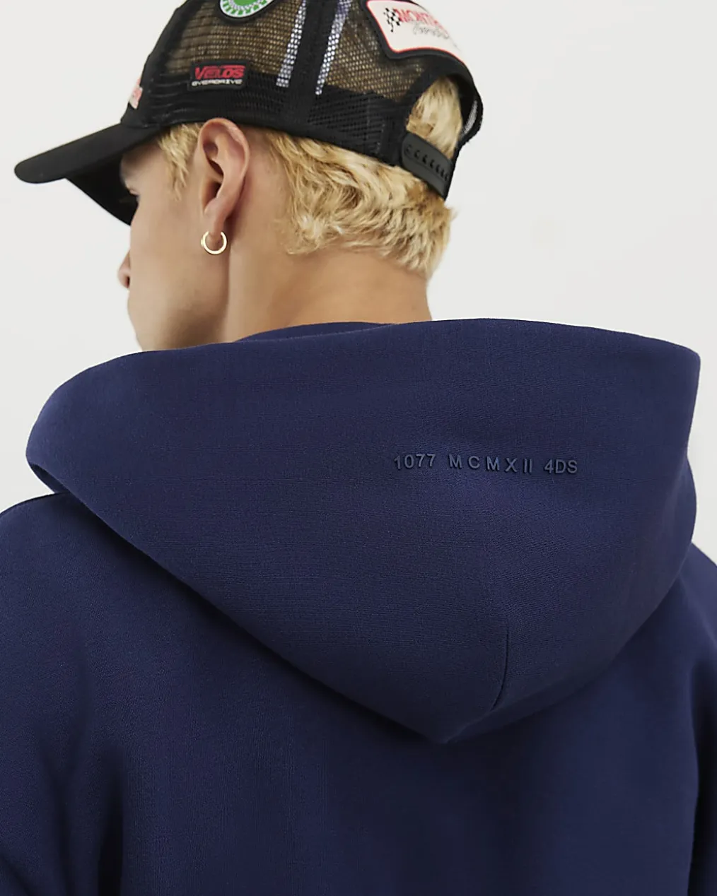 Navy Oversized Fit Zip Through Hoodie