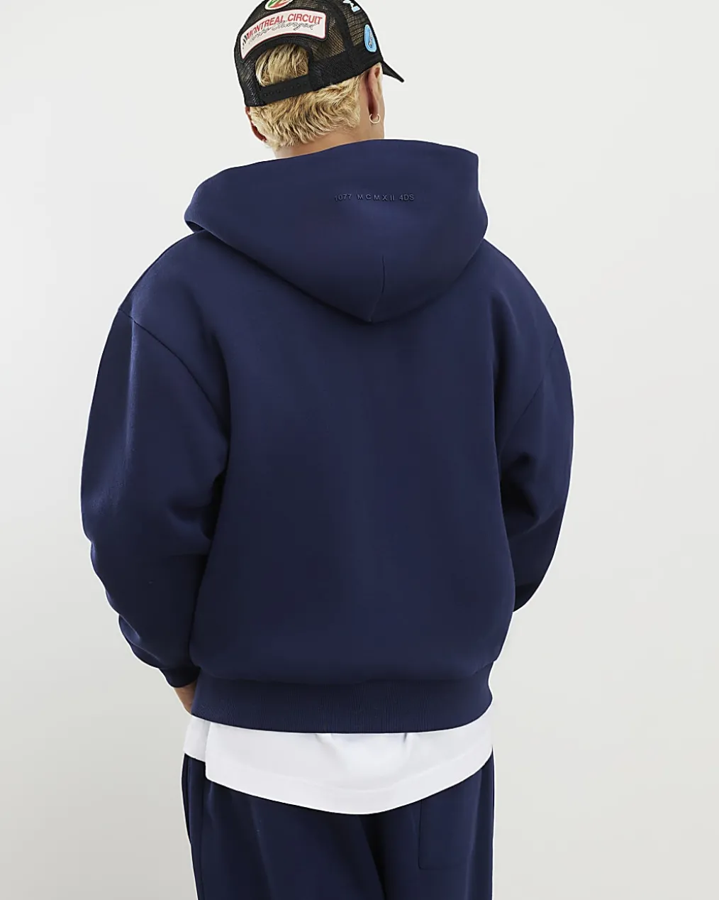 Navy Oversized Fit Zip Through Hoodie