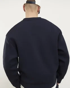 Navy Oversized Premium Embroidered Sweatshirt
