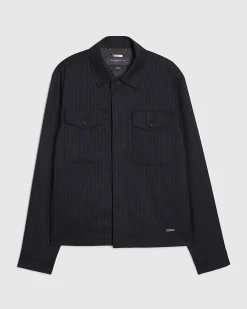 Navy Pinstripe Blazer Jacket