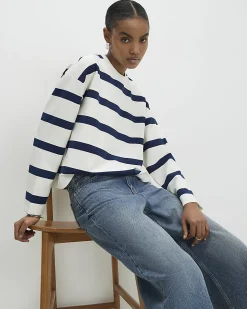 Navy Premium Striped Long Sleeve Top