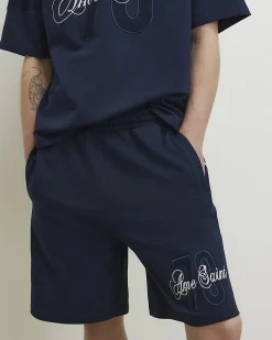 Navy Regular Fit Ame Saint Stripe Shorts
