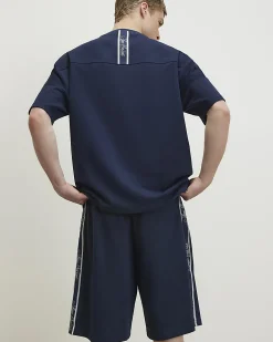 Navy Regular Fit Ame Saint Stripe Shorts