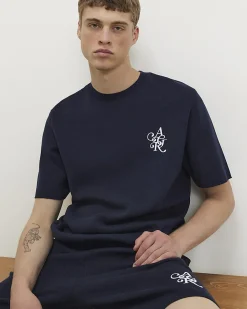 Navy Regular Fit Cotton Knitted T-Shirt