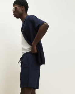 Navy Regular Fit Cross Hatch Shorts