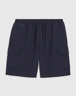 Navy Regular Fit Crosshatch Cargo Shorts