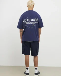 Navy Regular Fit Crosshatch Cargo Shorts