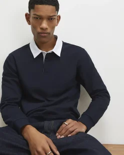 Navy Regular Fit Long Sleeve Polo Shirt