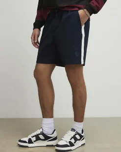 Navy Regular Fit Taped Shorts