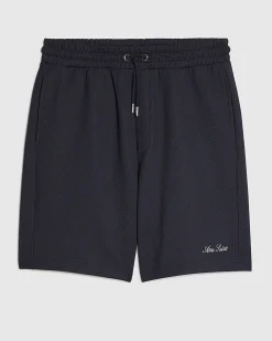 Navy Regular Fit Textured Shorts