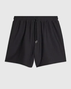 Navy Regular Fit Textured Short Length Shorts