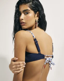 Navy Rope Trim Bikini Top