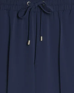 Navy Side Stripe Drawstring Wide Leg Joggers