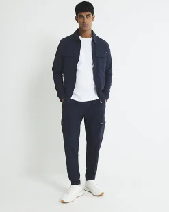 Navy Skinny Fit Stretch Cargo Trousers