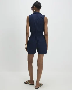 Navy Sleeveless Utility Playsuit