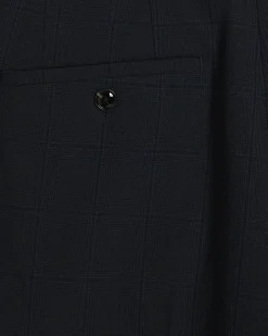 Navy Slim Fit Check Suit Trousers