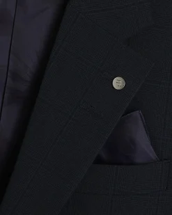 Navy Slim Fit Check Suit Jacket