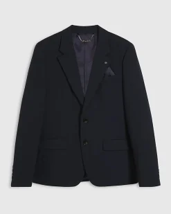 Navy Slim Fit Check Suit Jacket