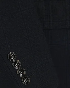 Navy Slim Fit Check Suit Jacket