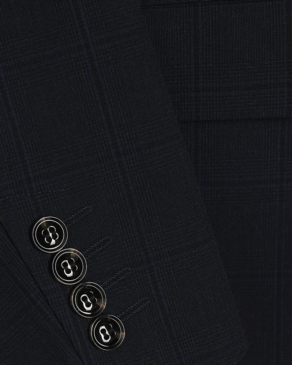 Navy Slim Fit Check Suit Jacket