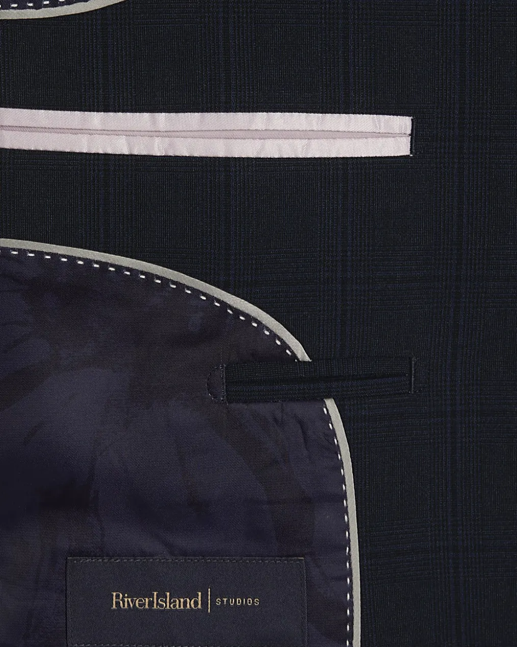 Navy Slim Fit Check Suit Jacket