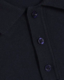 Navy Slim Fit Cotton Knitted Polo Shirt