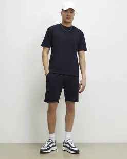 Navy Slim Fit Cotton T-Shirt And Shorts Set