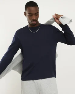 Navy Slim Fit Crew Neck Midweight T-Shirt