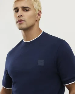 Navy Slim Fit Interlock Cotton T-Shirt