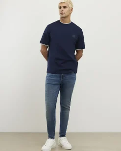 Navy Slim Fit Interlock Cotton T-Shirt