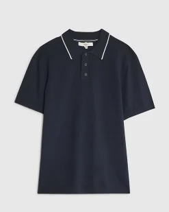 Navy Slim Fit Knitted Polo Shirt