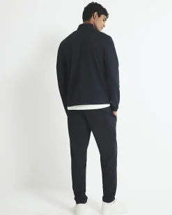 Navy Slim Fit Pique Pintuck Joggers