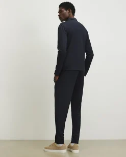 Navy Slim Fit Pique Shacket And Joggers Set