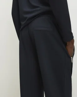 Navy Slim Fit Pique Shacket And Joggers Set