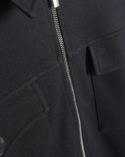 Navy Slim Fit Pique Shacket And Joggers Set