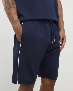 Navy Slim Fit Polo Shirt And Shorts Set
