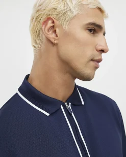 Navy Slim Fit Polo Shirt And Shorts Set