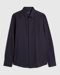 Navy Slim Fit Premium Cotton Blend Shirt